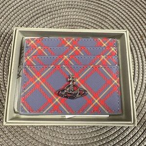 Vivienne Westwood Plaid Cardholder 💎 Unisex Wallet | Blue Red Tartan | NWT